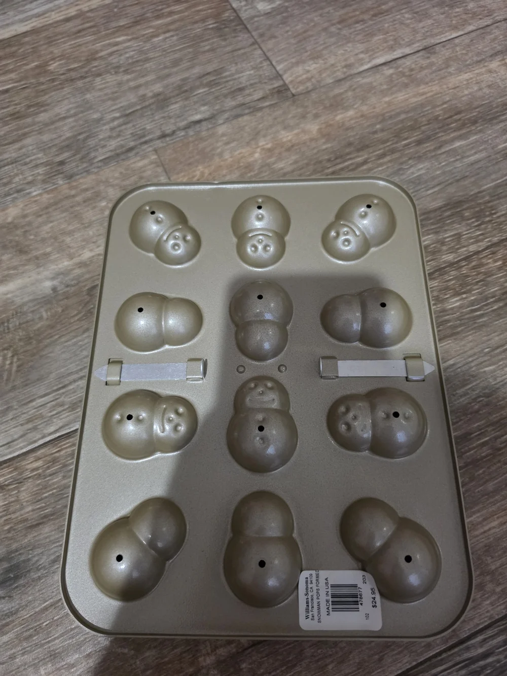 Williams Sonoma Novelty Snowman Cake Pop / Mini Muffin Pan in Metallic Gold New